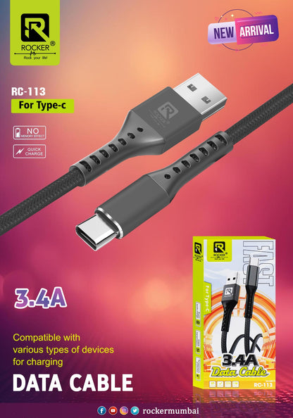 Rocker RC-113, 3.4A Output, 1000MM, Type-C Cable