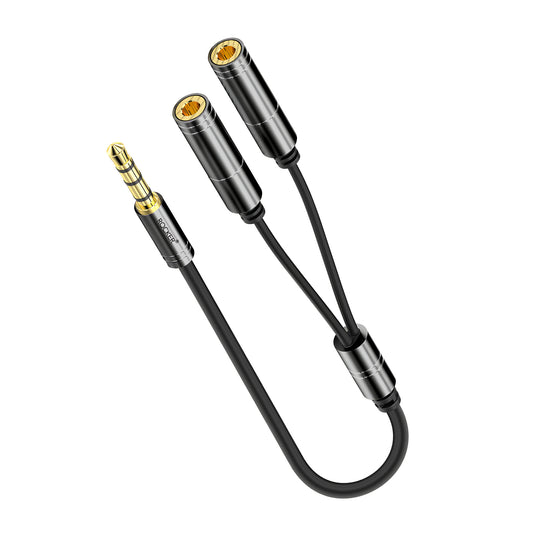 Rocker AUX-52/53 Dual Audio Headphone Splitter | 3.5mm Female to 1 Male Type-C/3.5mm Adapter | Noise-Free Audio for PS5, Xbox, Laptop &amp | Smartphone