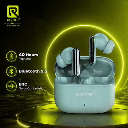 Rocker R181 Pro TWS Earbuds – 40H Playtime, ENC, Bluetooth 5.3