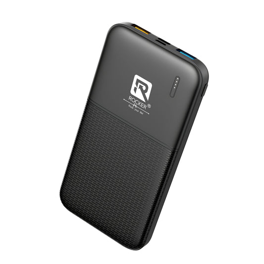Rocker PB-6060 11000mAh Power Bank | 22.5W Fast Charging | Triple Port | USB-A, Type-C | Overcharging Protection | Compatible with Android, iOS, Tablets | Black & White