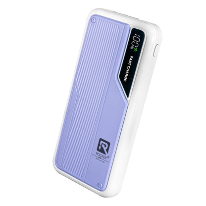 Rocker PB4040 14000mAh Power Bank - 22.5W Super Fast Charging, 4 USB Ports, LED Digital Display, White & Black | Compatible with Android, Apple, Tablets, Earbuds, Watches & More