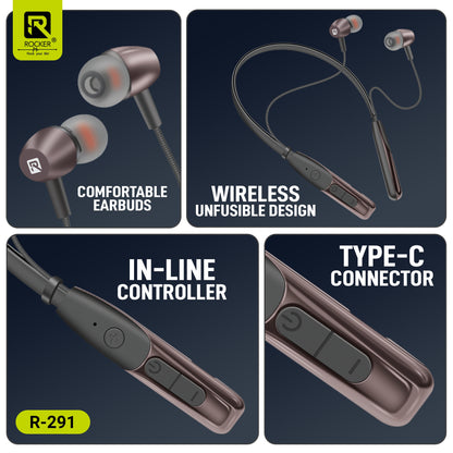 Rocker R-291 Titan Wireless Bluetooth Headset with 100 Hours Battery, Deep Bass & Voice Assistant Support