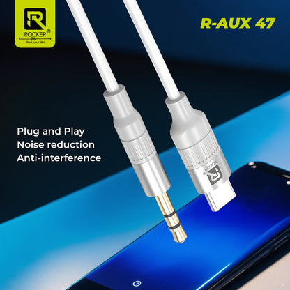 ROCKER R-AUX47 Type C to 3.5mm Aux Cable | Crystal Clear Sound, Noise Reduction, Universal Compatibility