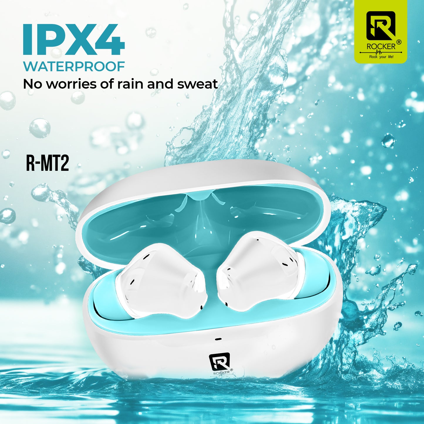 Rocker RMT2 True Wireless Earbuds - High Fidelity Sound, Bluetooth 5.3, 500H Standby, IPX4 Waterproof