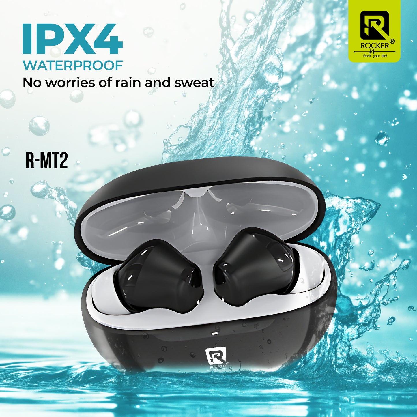 Rocker RMT2 True Wireless Earbuds - High Fidelity Sound, Bluetooth 5.3, 500H Standby, IPX4 Waterproof