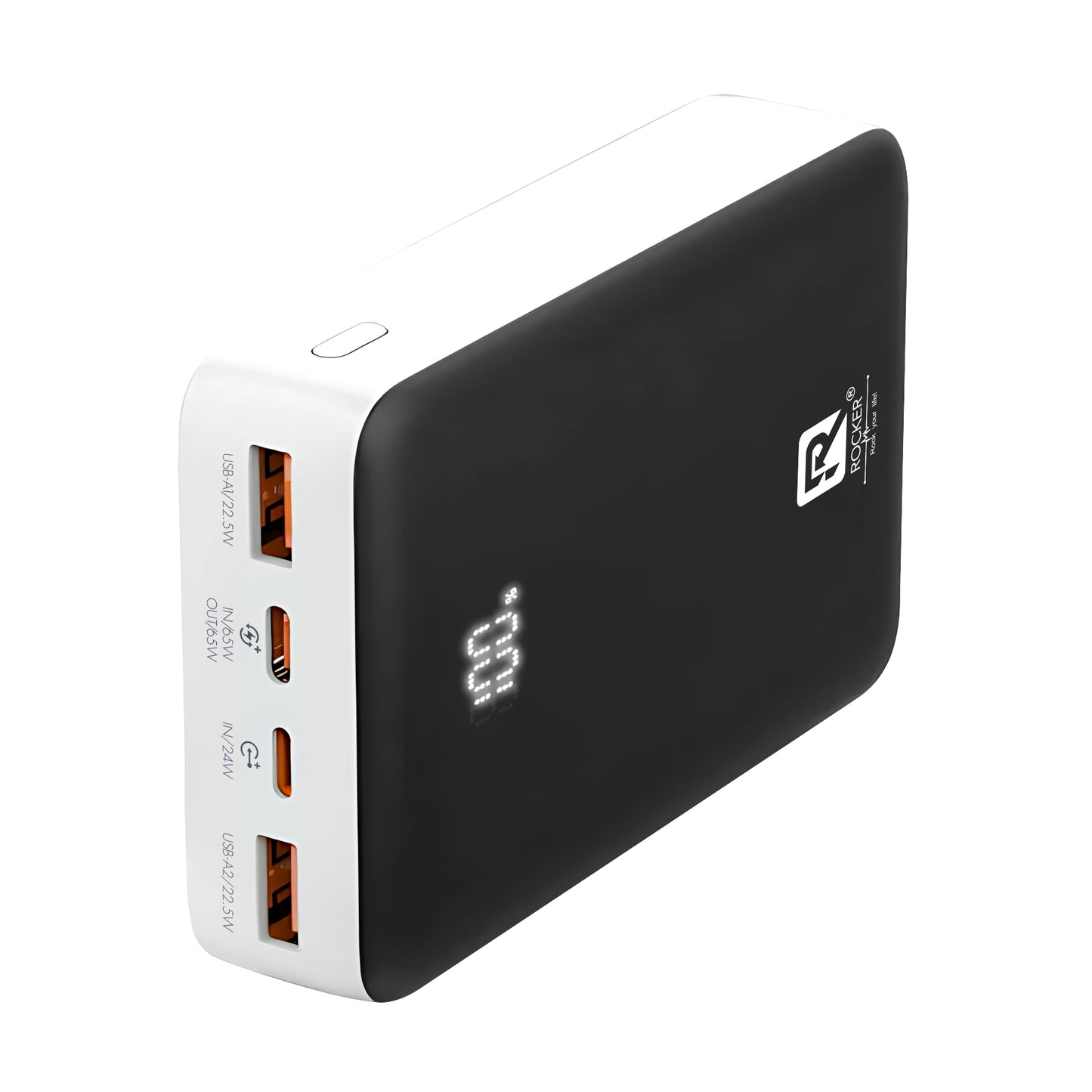 Rocker RPQ27 20,000mAh 65W PD Super Fast Charging Power Bank, Charges macbooks, laptops, DSLRs and Gaming Console