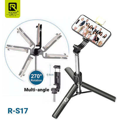 Rocker Creator Kit Combo – R8 Wireless Mic + R-S17 Selfie Stick Tripod | iPhone, Android, YouTube, Reels & Vlogging Setup