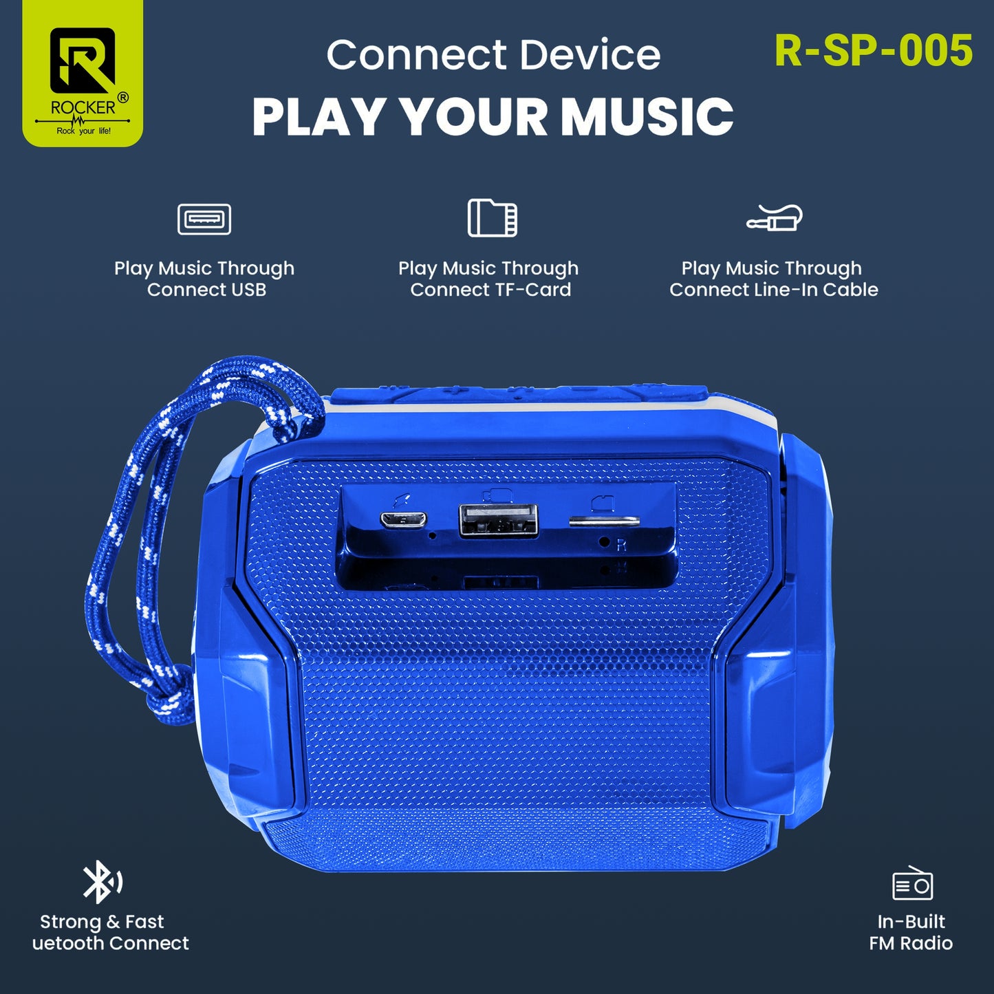Rocker RSP-005 Wireless Bluetooth Speaker | 4.05W Powerful Sound | USB, TF Card & FM Radio Support | Rechargeable Portable Speaker for Home, Travel & Outdoor