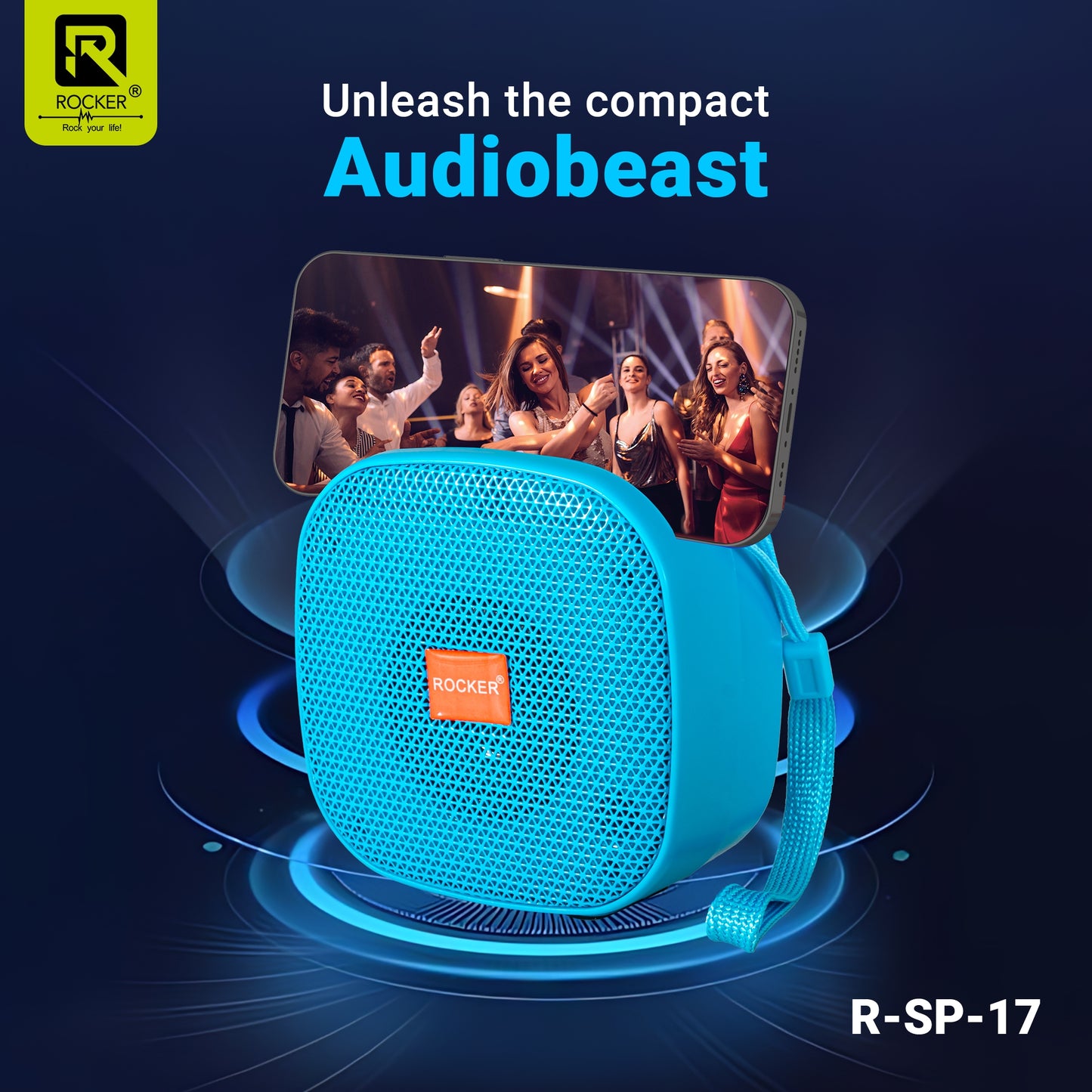 Rocker RSP-17 Portable Bluetooth Speaker - 5W Hi-Fi Sound with Deep Bass, Waterproof Design, Long Battery Life, TF/SD Card Support, and FM Radio