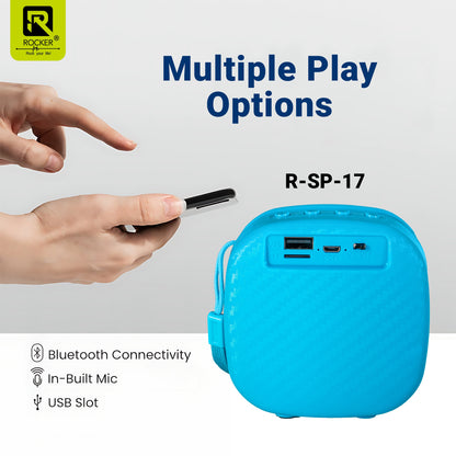 Rocker RSP-17 Portable Bluetooth Speaker - 5W Hi-Fi Sound with Deep Bass, Waterproof Design, Long Battery Life, TF/SD Card Support, and FM Radio
