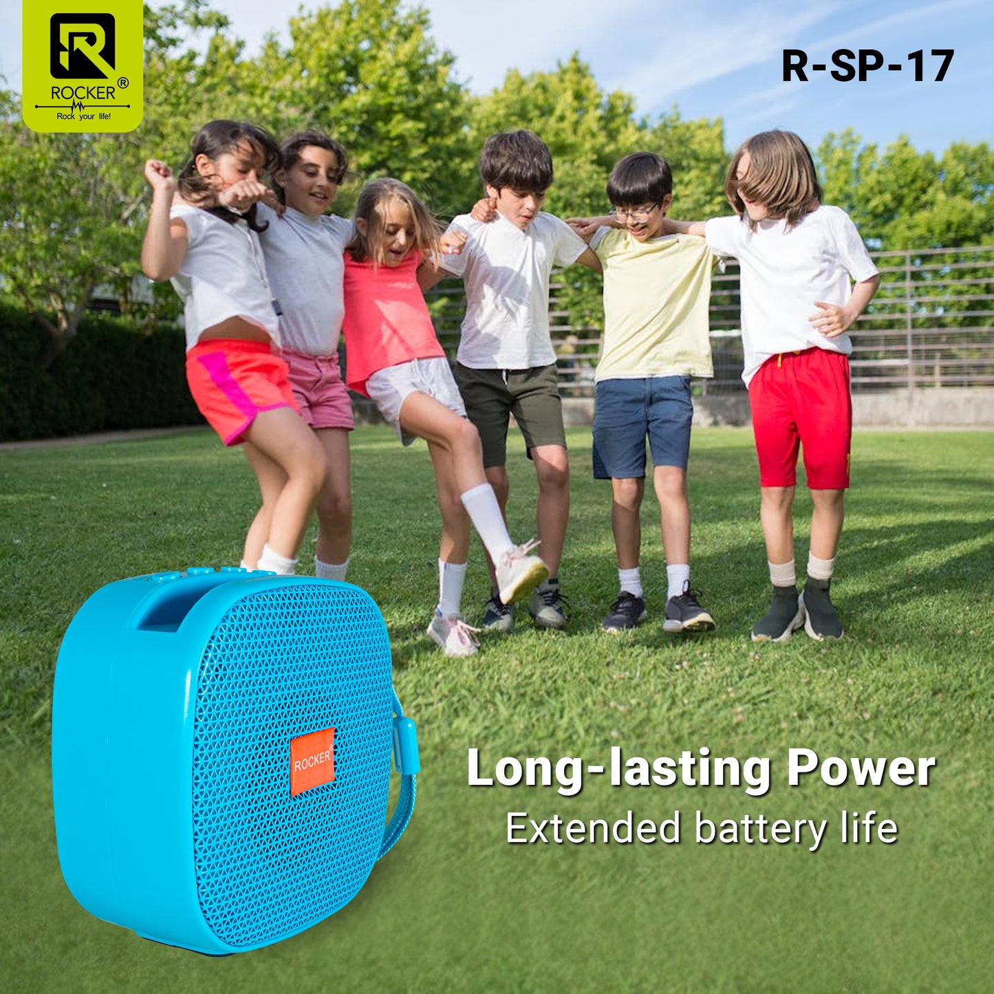 Rocker RSP-17 Portable Bluetooth Speaker - 5W Hi-Fi Sound with Deep Bass, Waterproof Design, Long Battery Life, TF/SD Card Support, and FM Radio