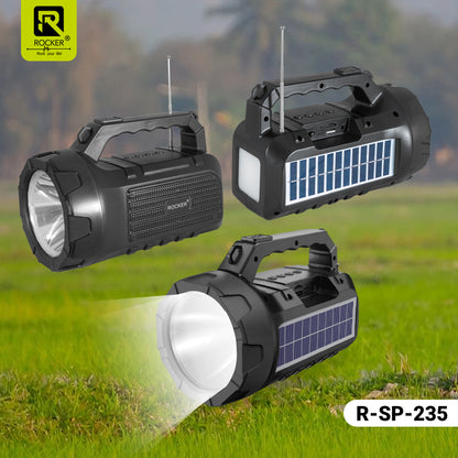 Rocker RSP-235 Solar Wireless Speaker with Torch | Portable Bluetooth Speaker for Outdoor, Camping & Farming - 5W Powerful Sound, 1200mAh Battery, USB/TF Card Support