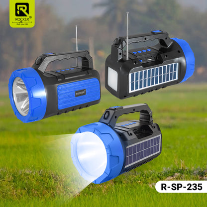 Rocker RSP-235 Solar Wireless Speaker with Torch | Portable Bluetooth Speaker for Outdoor, Camping & Farming - 5W Powerful Sound, 1200mAh Battery, USB/TF Card Support