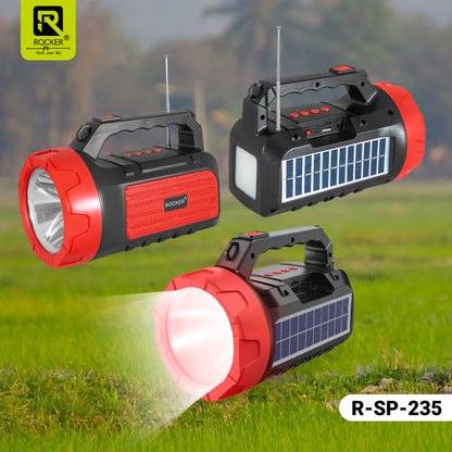 Rocker RSP-235 Solar Wireless Speaker with Torch | Portable Bluetooth Speaker for Outdoor, Camping & Farming - 5W Powerful Sound, 1200mAh Battery, USB/TF Card Support