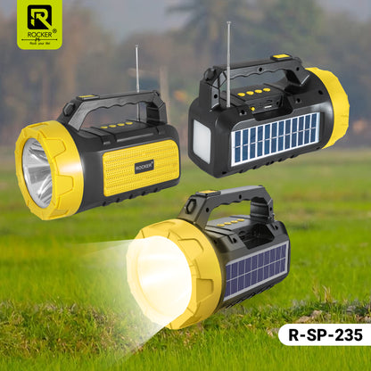 Rocker RSP-235 Solar Wireless Speaker with Torch | Portable Bluetooth Speaker for Outdoor, Camping & Farming - 5W Powerful Sound, 1200mAh Battery, USB/TF Card Support