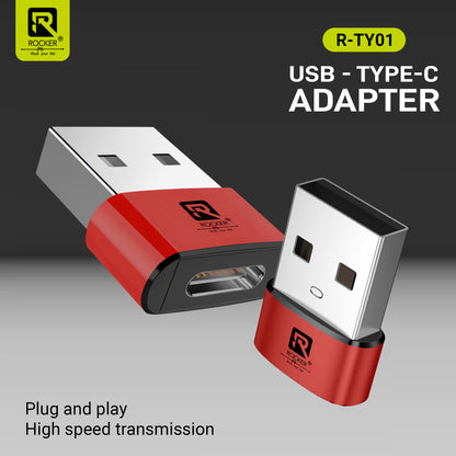 Rocker R-TYO1 USB Male to Type-C Female OTG Adapter – 5Gbps Data Transfer & Fast Charging for Laptops, Smartphones & Tablets