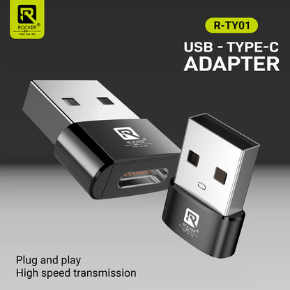 Rocker R-TYO1 USB Male to Type-C Female OTG Adapter – 5Gbps Data Transfer & Fast Charging for Laptops, Smartphones & Tablets