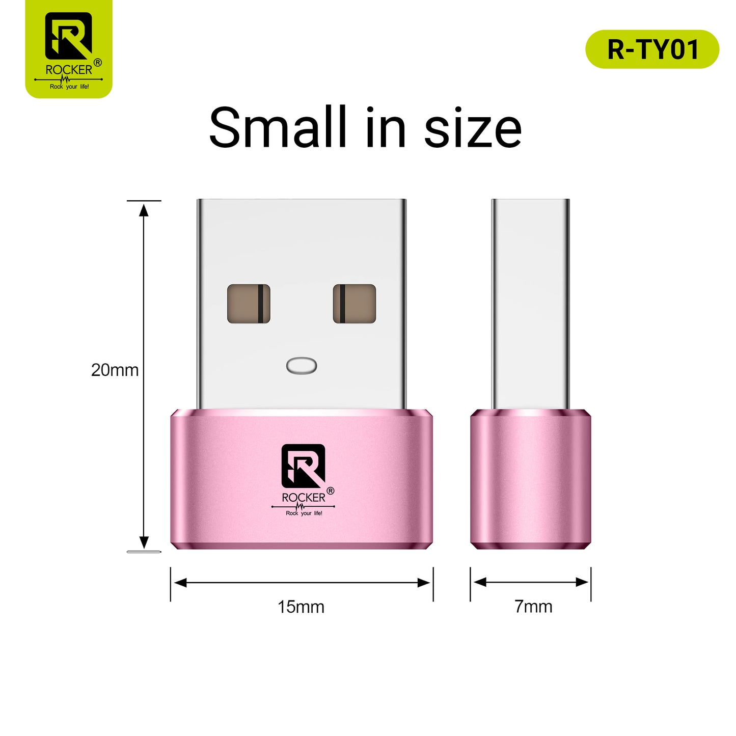 Rocker R-TYO1 USB Male to Type-C Female OTG Adapter – 5Gbps Data Transfer & Fast Charging for Laptops, Smartphones & Tablets
