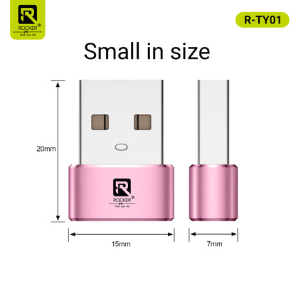 Rocker R-TYO1 USB Male to Type-C Female OTG Adapter – 5Gbps Data Transfer & Fast Charging for Laptops, Smartphones & Tablets
