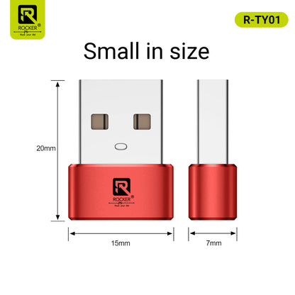 Rocker R-TYO1 USB Male to Type-C Female OTG Adapter – 5Gbps Data Transfer & Fast Charging for Laptops, Smartphones & Tablets
