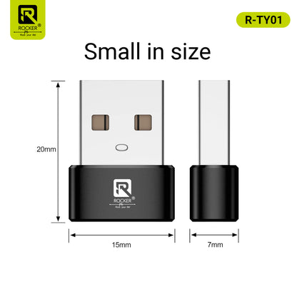 Rocker R-TYO1 USB Male to Type-C Female OTG Adapter – 5Gbps Data Transfer & Fast Charging for Laptops, Smartphones & Tablets