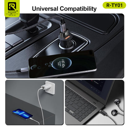 Rocker R-TYO1 USB Male to Type-C Female OTG Adapter – 5Gbps Data Transfer & Fast Charging for Laptops, Smartphones & Tablets