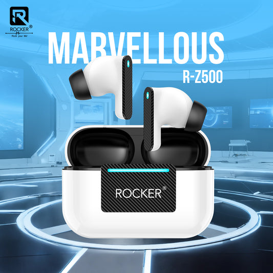 Rocker R-Z500 ENC Earbuds - 130H Standby, Noise Cancellation, Wireless V5.3, IPX4 Waterproof, Spatial Sound, Touch Controls