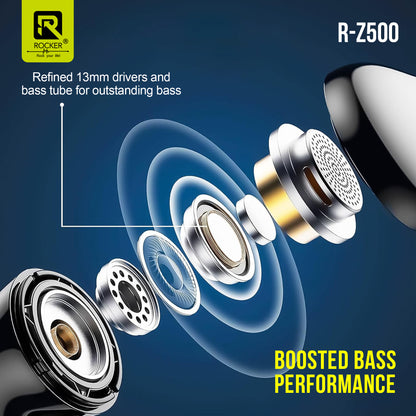 Rocker R-Z500 ENC Earbuds - 130H Standby, Noise Cancellation, Wireless V5.3, IPX4 Waterproof, Spatial Sound, Touch Controls