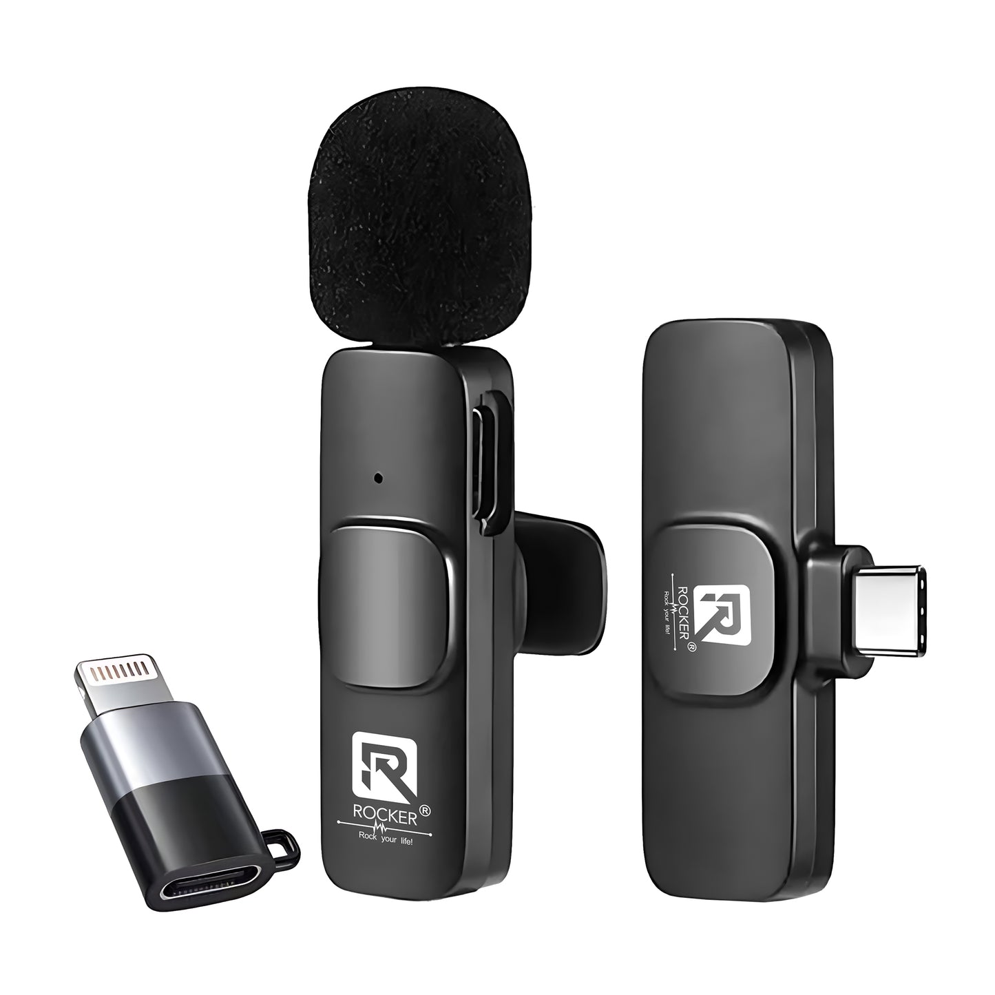 Rocker Creator Kit Combo – R8 Wireless Mic + R-S17 Selfie Stick Tripod | iPhone, Android, YouTube, Reels & Vlogging Setup