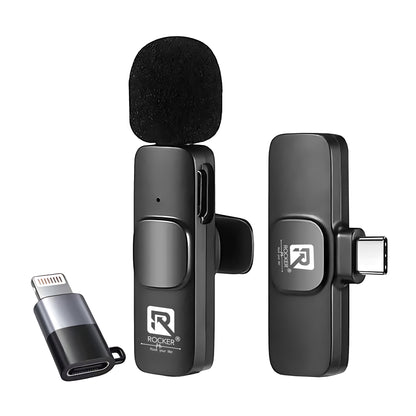 Rocker Creator Kit Combo – R8 Wireless Mic + R-S17 Selfie Stick Tripod | iPhone, Android, YouTube, Reels & Vlogging Setup