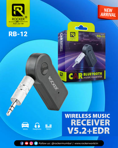 Rocker RB-12 , Wireless Music Receiver , V5.2+EDR