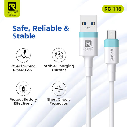 Rocker RC-116 iPhone Lightning/TYP-C Data Cable | 1M Superfast Charging Cable | 480 Mbps High-Speed Data Transmission | Durable &amp; Tangle-Free Design