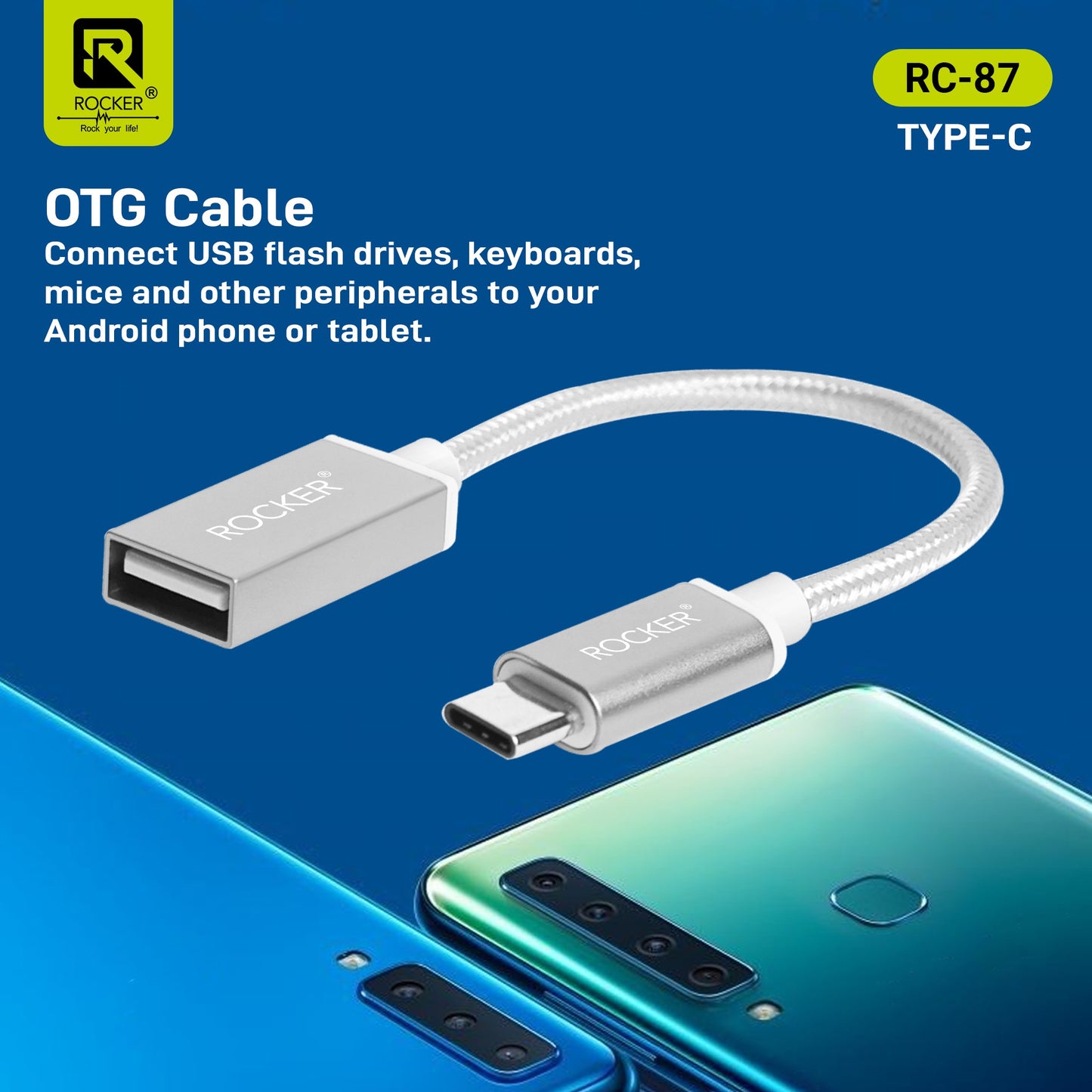 Rocker RC-87 OTG Cable – Type-C & Micro USB Variants | Fast & Stable Data Transmission with USB 2.0