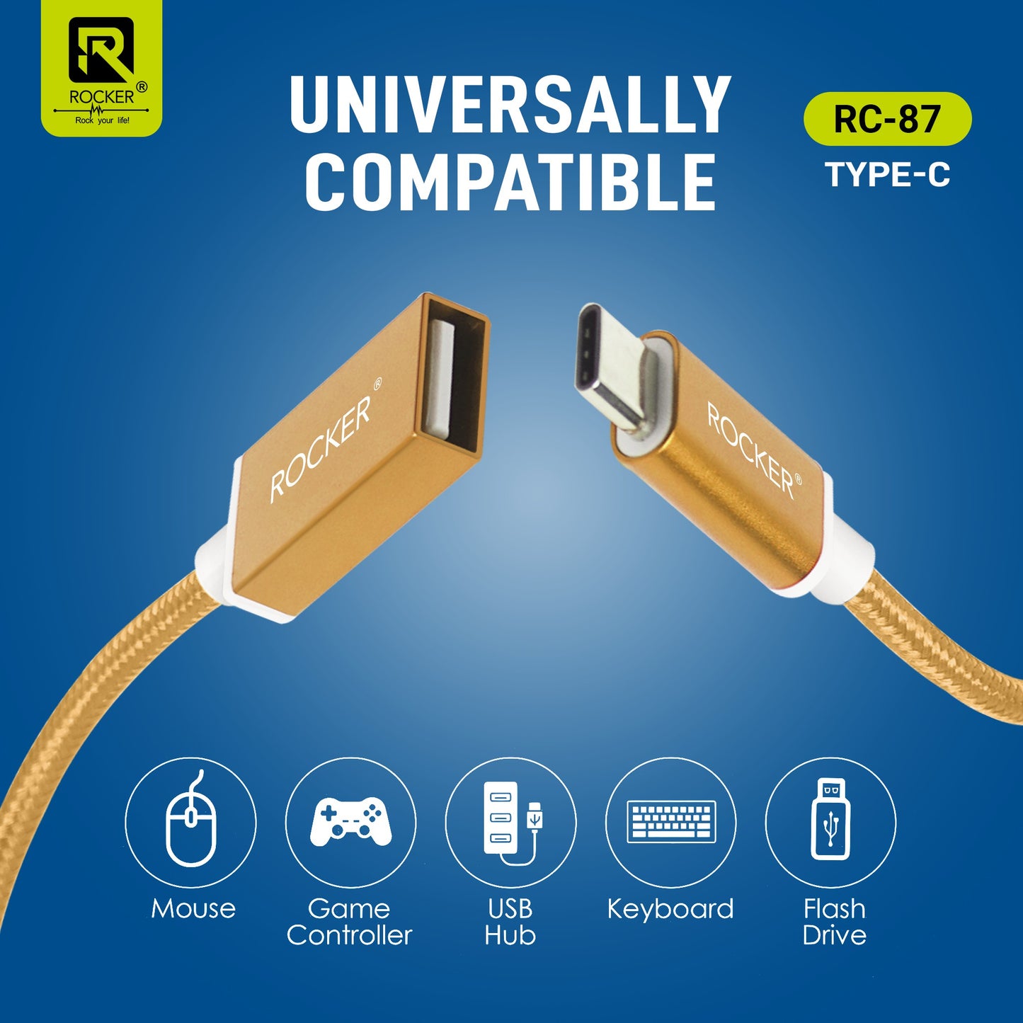 Rocker RC-87 OTG Cable – Type-C & Micro USB Variants | Fast & Stable Data Transmission with USB 2.0