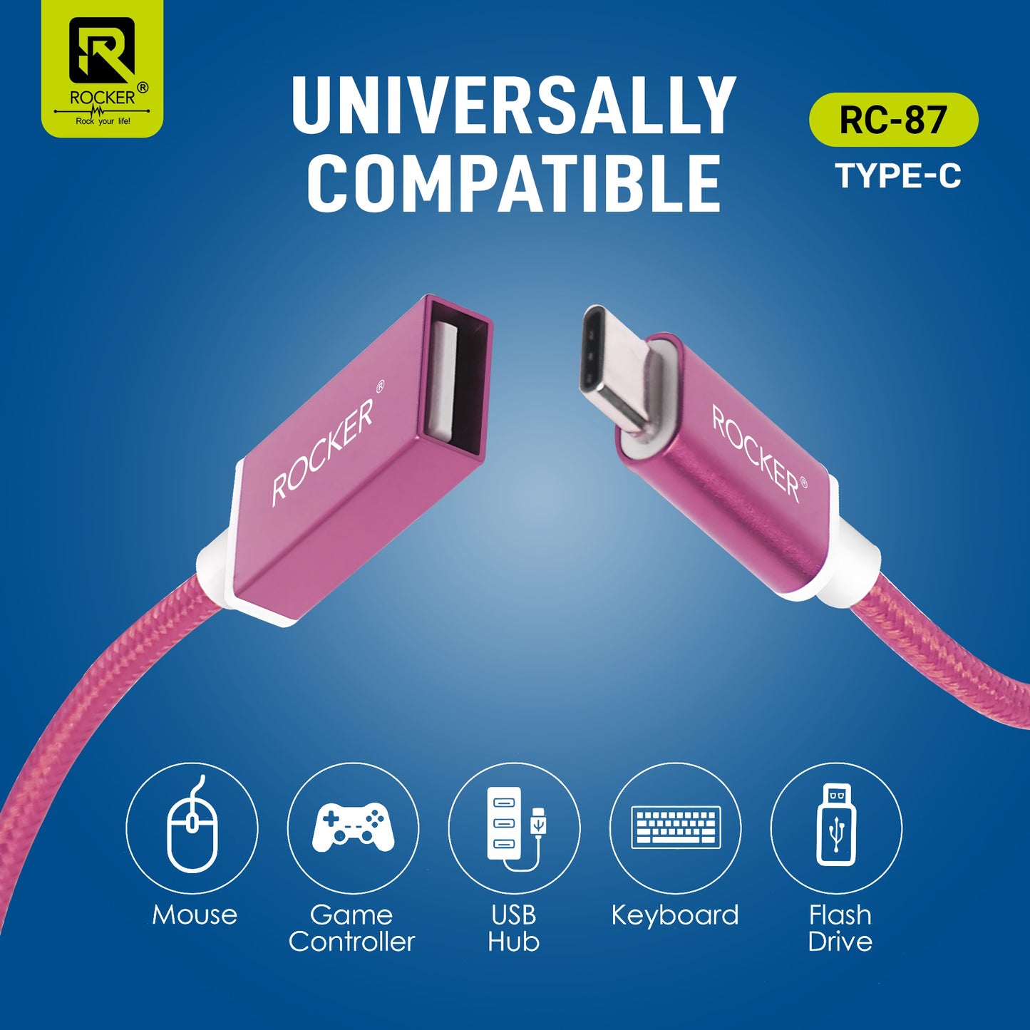 Rocker RC-87 OTG Cable – Type-C & Micro USB Variants | Fast & Stable Data Transmission with USB 2.0