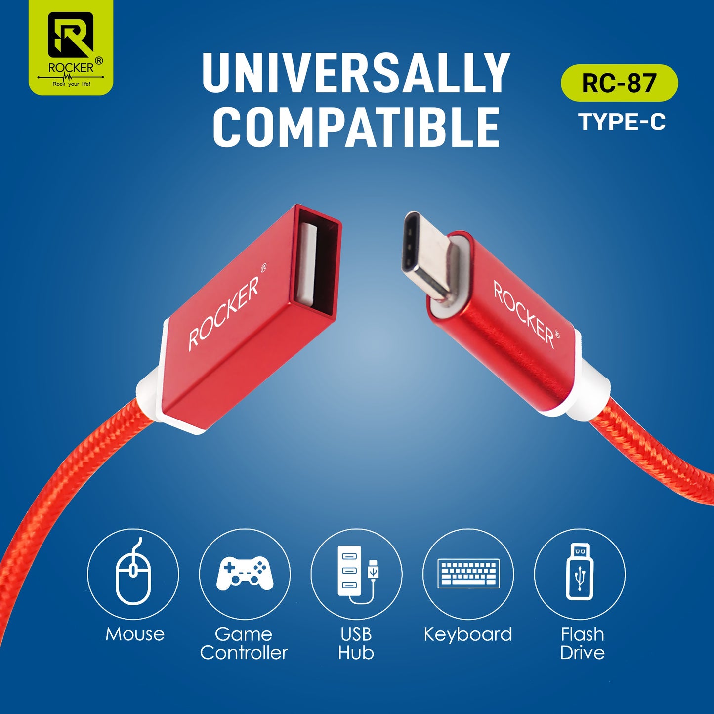Rocker RC-87 OTG Cable – Type-C & Micro USB Variants | Fast & Stable Data Transmission with USB 2.0