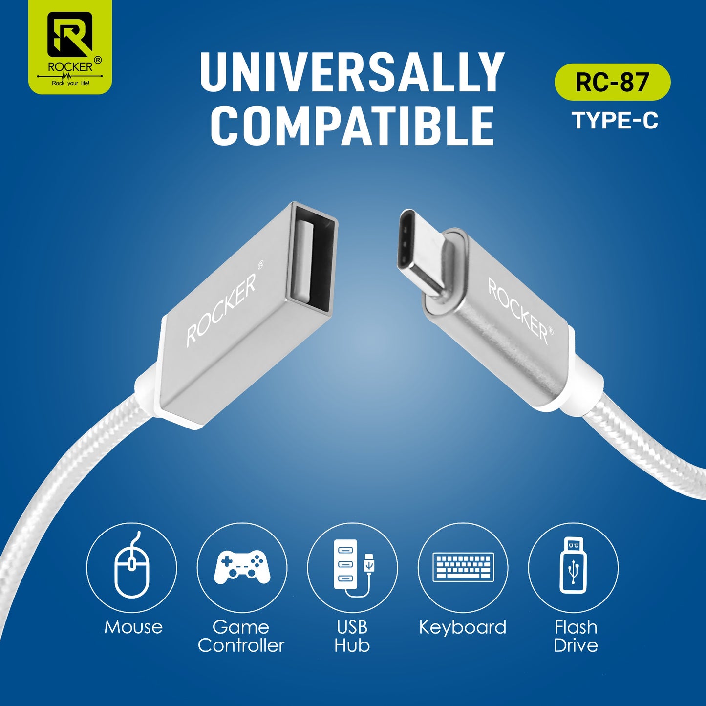 Rocker RC-87 OTG Cable – Type-C & Micro USB Variants | Fast & Stable Data Transmission with USB 2.0