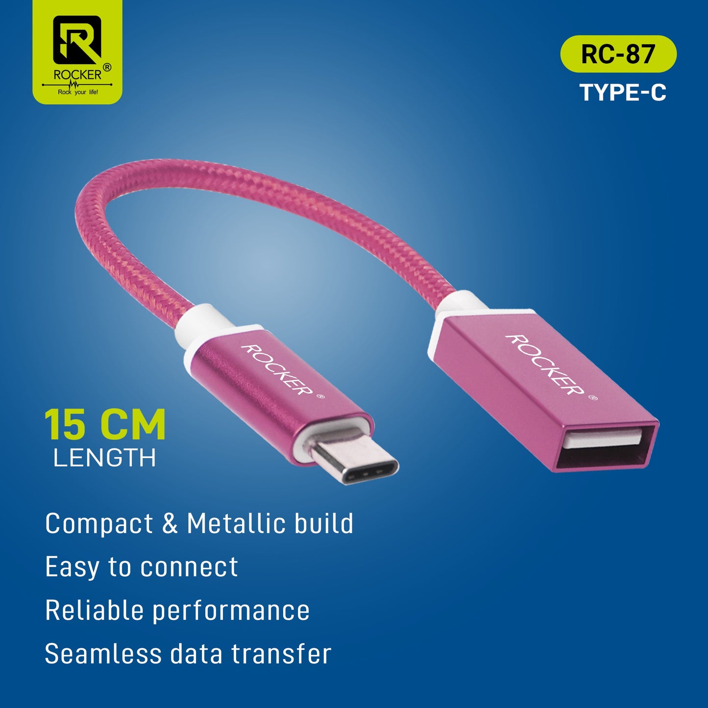 Rocker RC-87 OTG Cable – Type-C & Micro USB Variants | Fast & Stable Data Transmission with USB 2.0