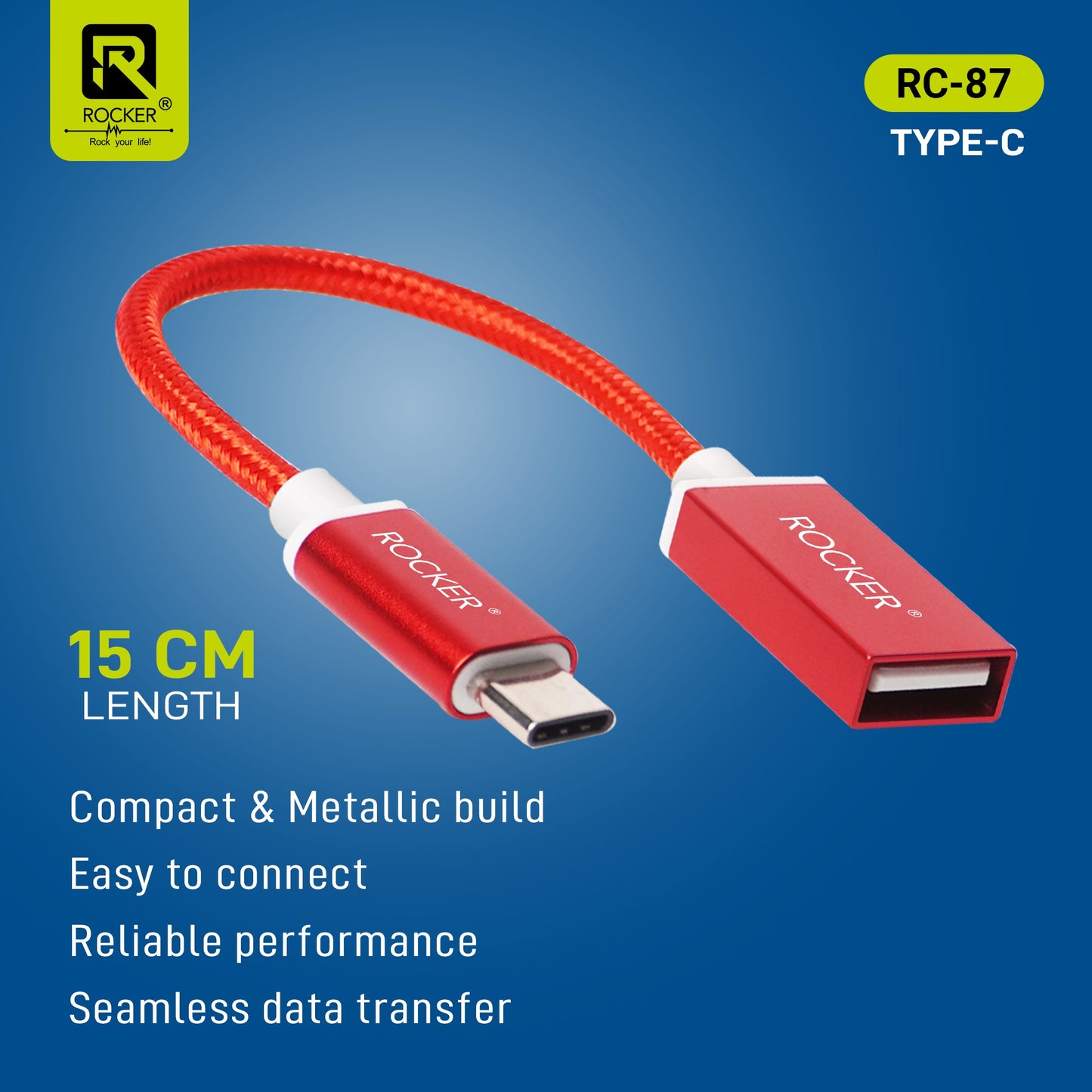 Rocker RC-87 OTG Cable – Type-C & Micro USB Variants | Fast & Stable Data Transmission with USB 2.0