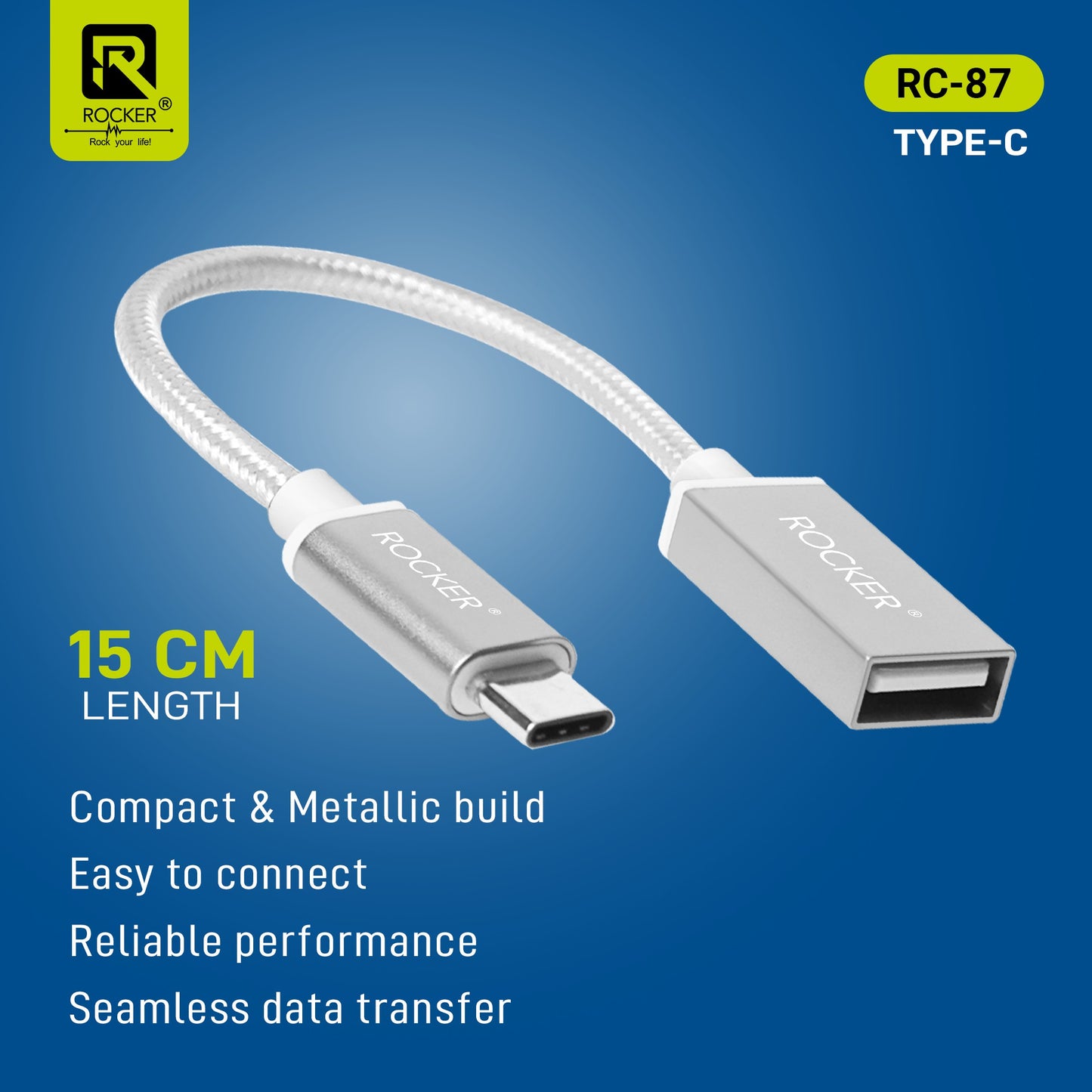 Rocker RC-87 OTG Cable – Type-C & Micro USB Variants | Fast & Stable Data Transmission with USB 2.0