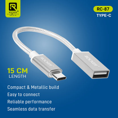Rocker RC-87 OTG Cable – Type-C & Micro USB Variants | Fast & Stable Data Transmission with USB 2.0