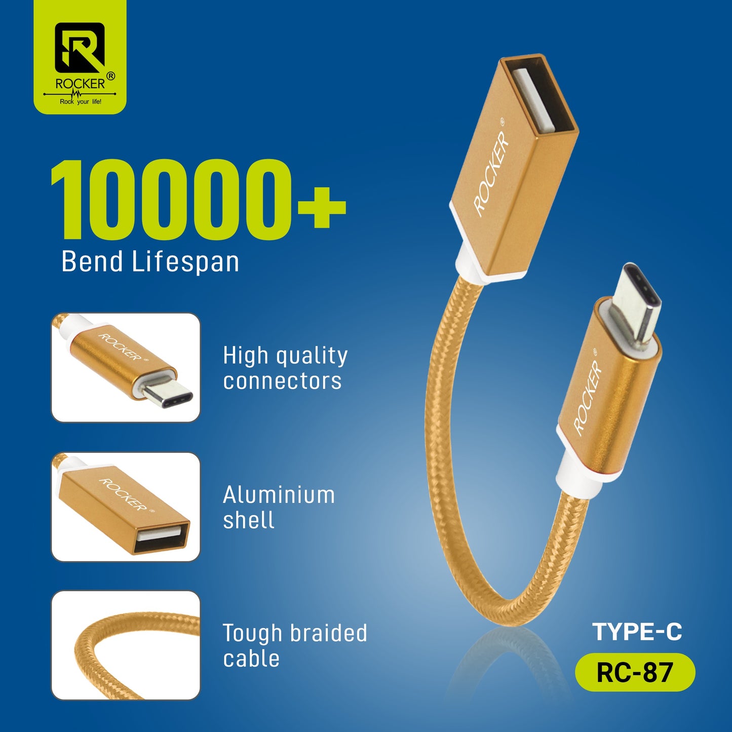 Rocker RC-87 OTG Cable – Type-C & Micro USB Variants | Fast & Stable Data Transmission with USB 2.0