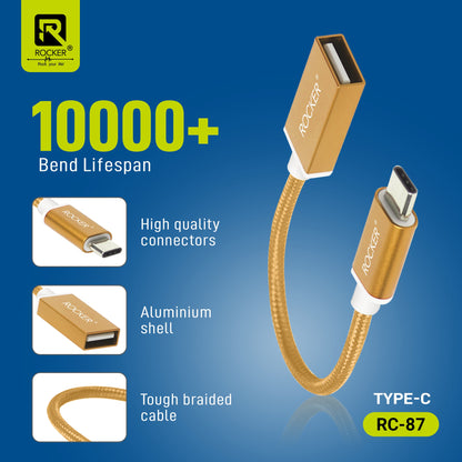 Rocker RC-87 OTG Cable – Type-C & Micro USB Variants | Fast & Stable Data Transmission with USB 2.0