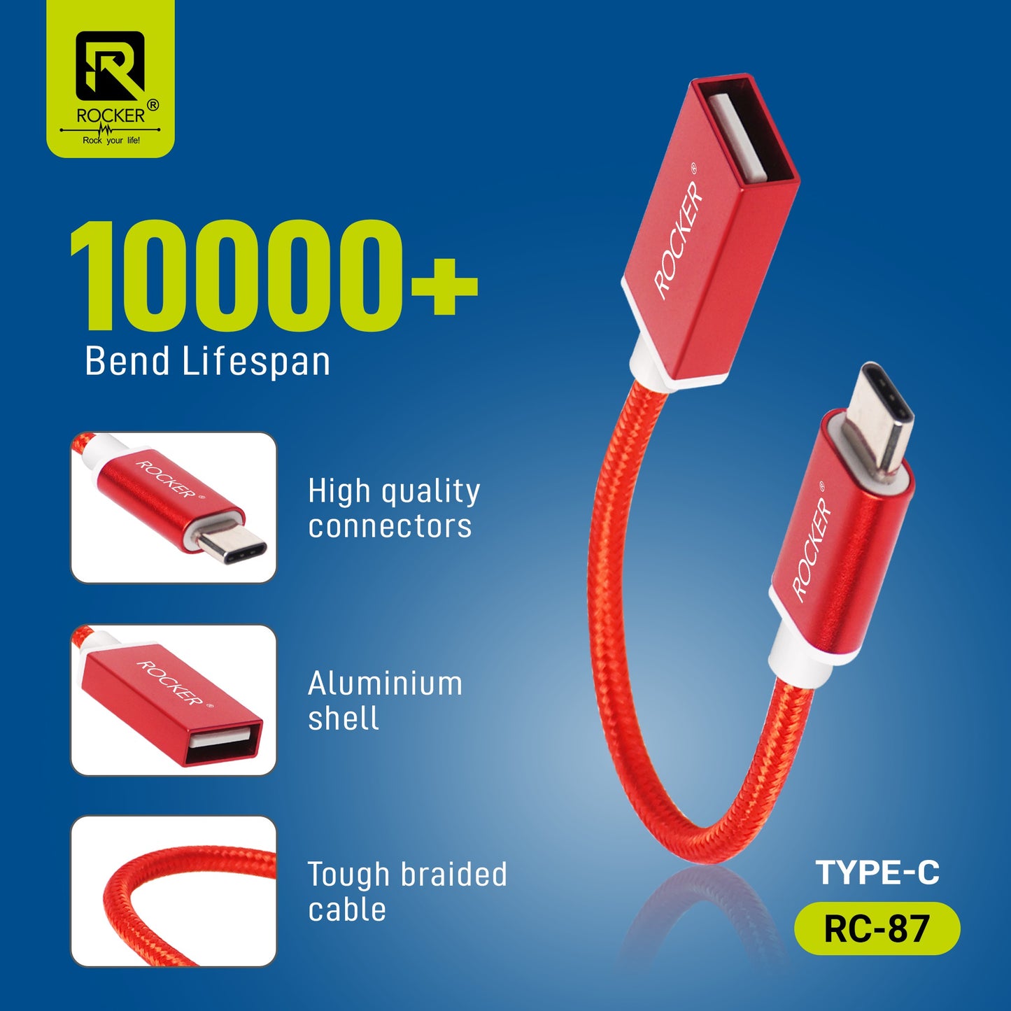 Rocker RC-87 OTG Cable – Type-C & Micro USB Variants | Fast & Stable Data Transmission with USB 2.0