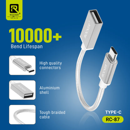 Rocker RC-87 OTG Cable – Type-C & Micro USB Variants | Fast & Stable Data Transmission with USB 2.0