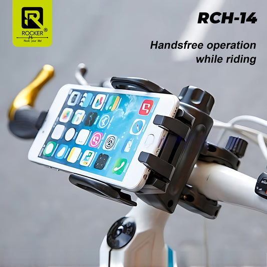 Rocker RCH-14 Bike & Motorcycle Phone Holder – 360° Rotating Mount with Secure Grip & Anti-Shake Design for Safe Rides