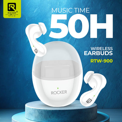 Rocker RTW-900 ENC Noise Cancelling Wireless Earbuds with Mic, HiFi Stereo Sound, Bluetooth 5.3, Long Battery Life