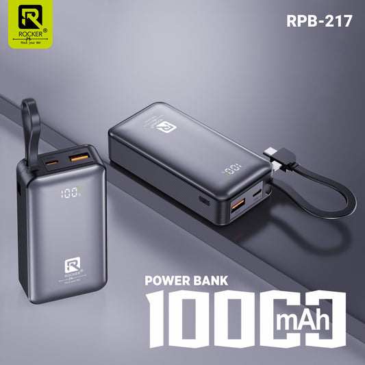 Rocker RPB217 10000mAh Power Bank - 66W Fast Charging, Dual USB Output & Advanced Safety Features