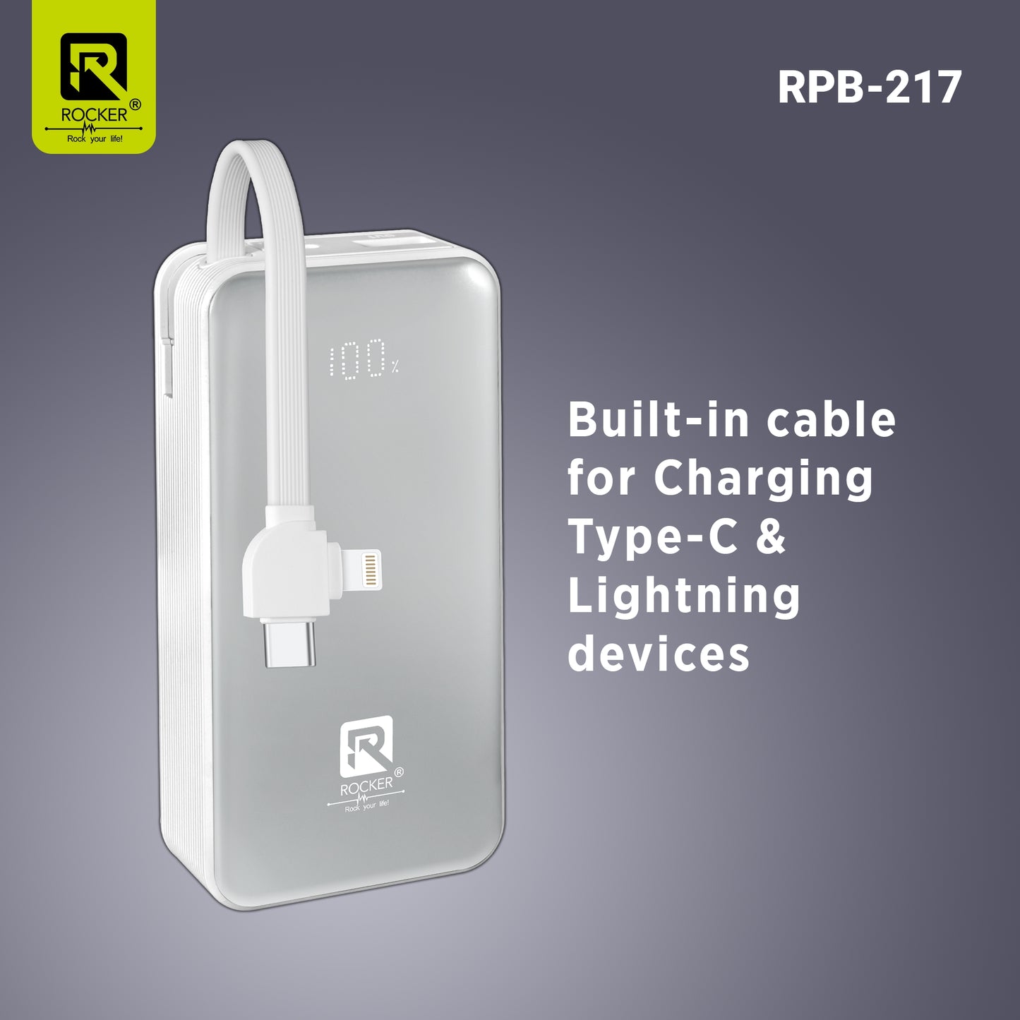 Rocker RPB217 10000mAh Power Bank - 66W Fast Charging, Dual USB Output & Advanced Safety Features