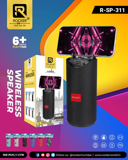 Rocker RSP-311 Portable Wireless Speaker | TF/SD Card, USB, AUX, FM Radio, 6+ Hours Playtime, Premium Sound